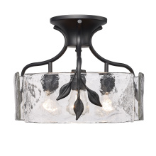 Golden 3160-SF NB-HWG - Golden Lighting Calla 3-light Semi-Flush Mount in Natural Black